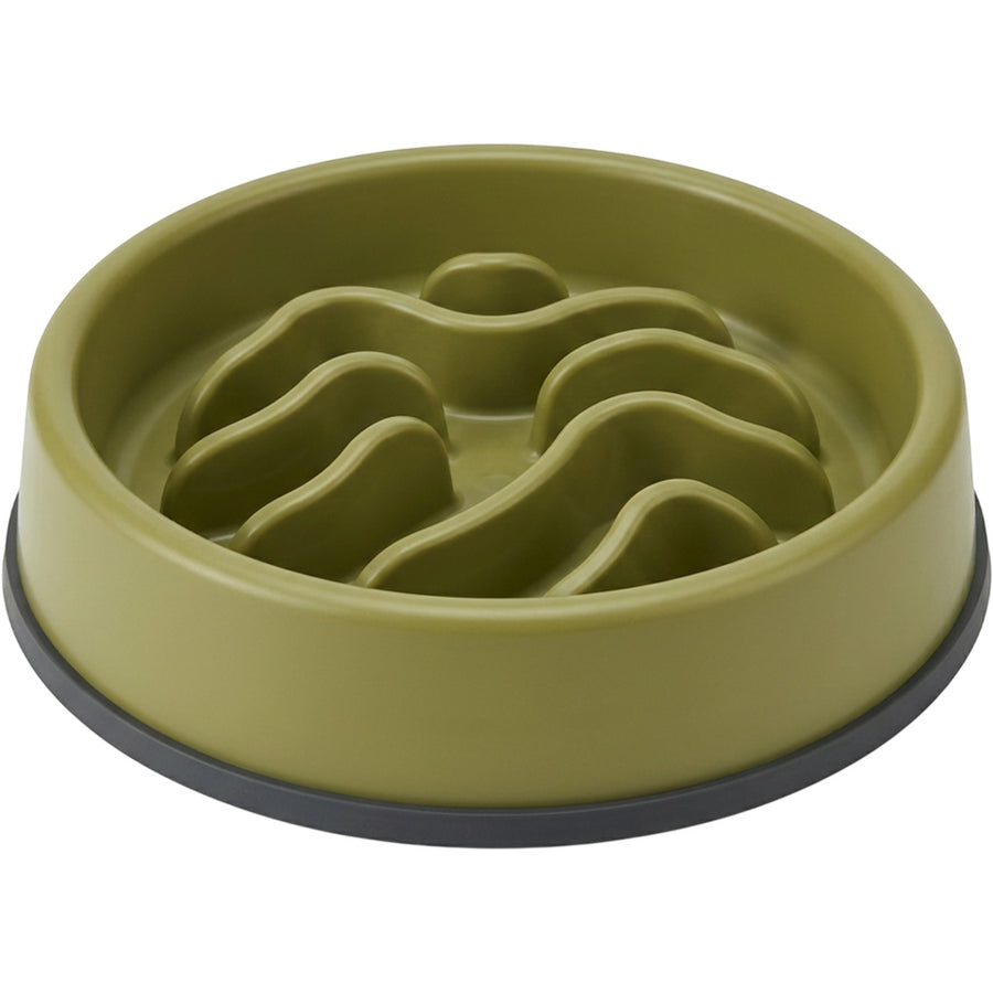 Zemis Ridged Slow Feeder Pet Bowl 1.1 L Olive